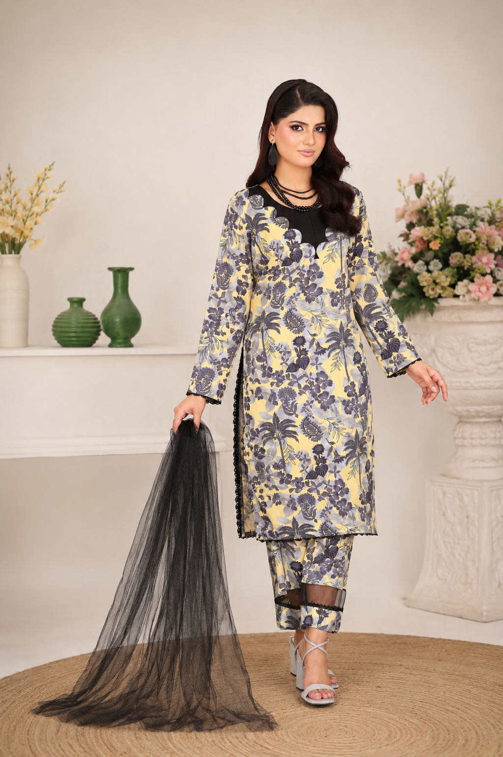 3 Piece Unstitched Jacquard Suit