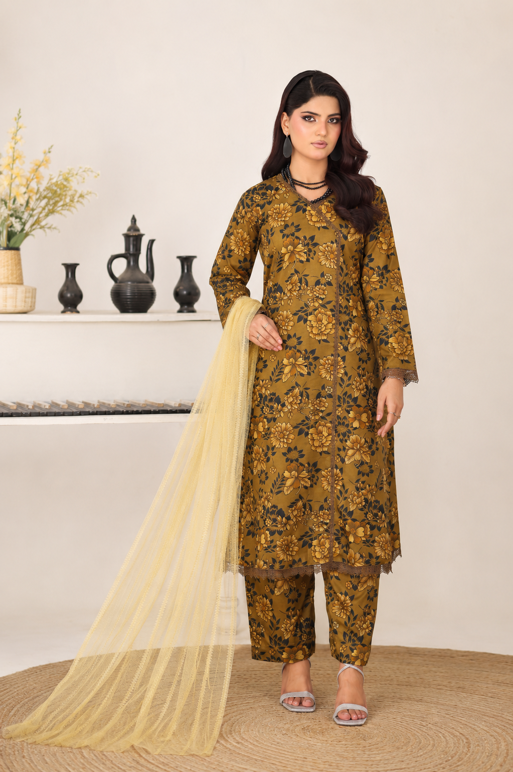 3 Piece Unstitched Jacquard Suit