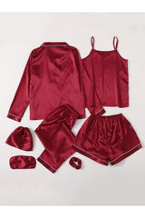 7PCs Silk Piping Night suit