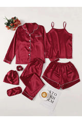 7PCs Silk Piping Night suit